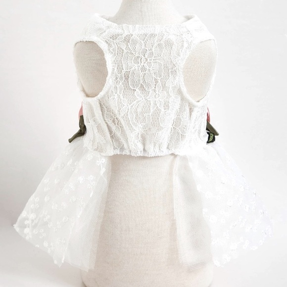 Fitwarm Luxury Rose Lace Pet Dog Weddding Dress Bride Clothes Formal Apparel~XXS - Picture 3 of 6